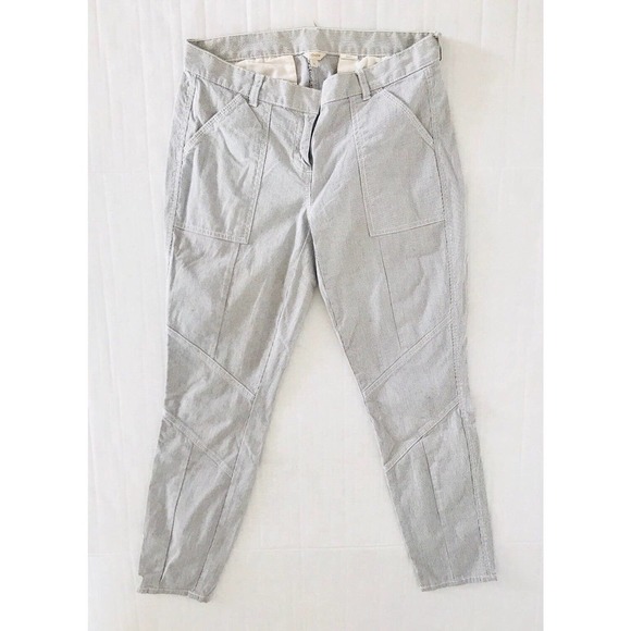 J crew | Womens Pinstripe Pants Size 2 Blue Skinny Ankle City Fit Stretch - Picture 2 of 10